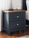 Landocken - Two Drawer Night Stand - Brown / Blue – Accent Nightstands by Signature Design by Ashley® at Furniture Wholesale Plus , Nashville furniture store