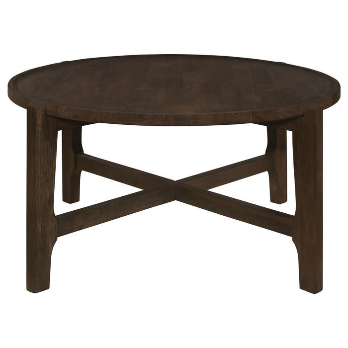 Cota - Round Solid Wood Coffee Table - Dark Brown – Coffee Tables by Coaster Fine Furniture at Furniture Wholesale Plus , Nashville furniture store