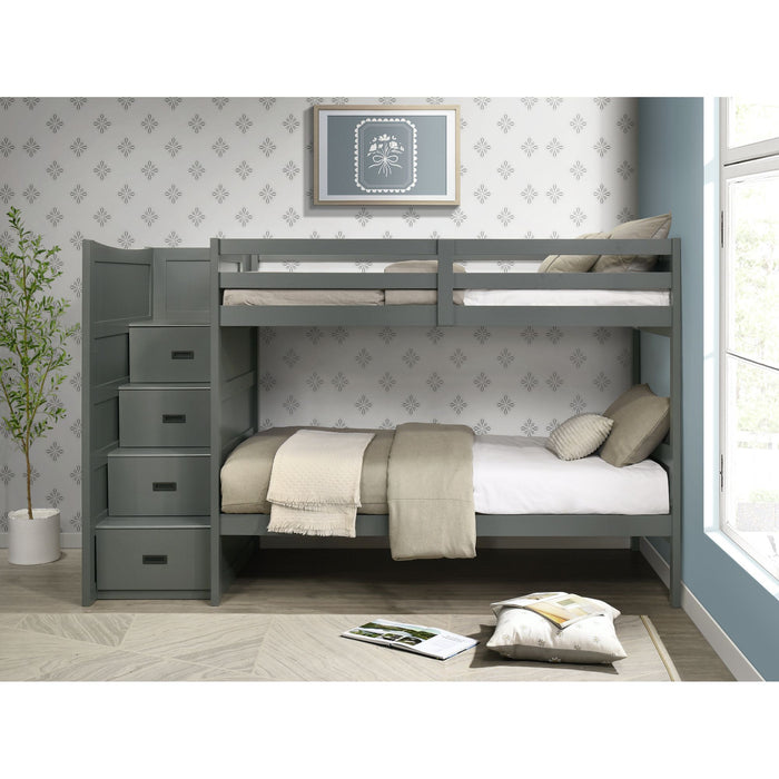Sami - Step Bunk With Left Headboard – Bunk Beds by Elements International at Furniture Wholesale Plus , Nashville furniture store