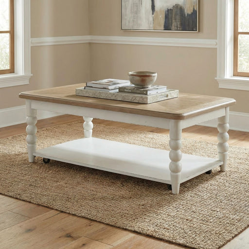 Turnberry Park - Rectangular Cocktail Table - Washed White – Cocktail Tables by Liberty Furniture at Furniture Wholesale Plus , Nashville furniture store