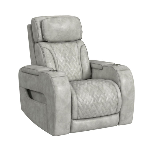Prime Time - P3 Recliner With 7 Colors Led, Cup Holders And Wireless Charger Controller - Leather Gel Light Gray – Reclining Chairs by Elements International at Furniture Wholesale Plus , Nashville furniture store