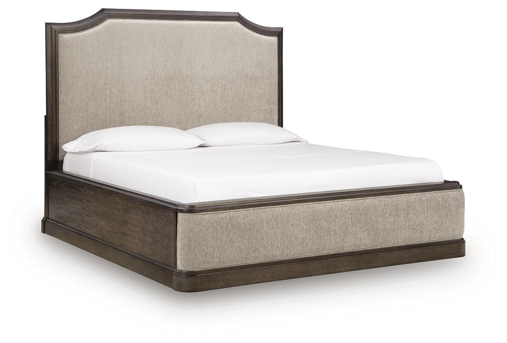 Wickenger - King Upholstered Panel Bed - Dark Brown – Upholstered Beds by Signature Design by Ashley® at Furniture Wholesale Plus , Nashville furniture store
