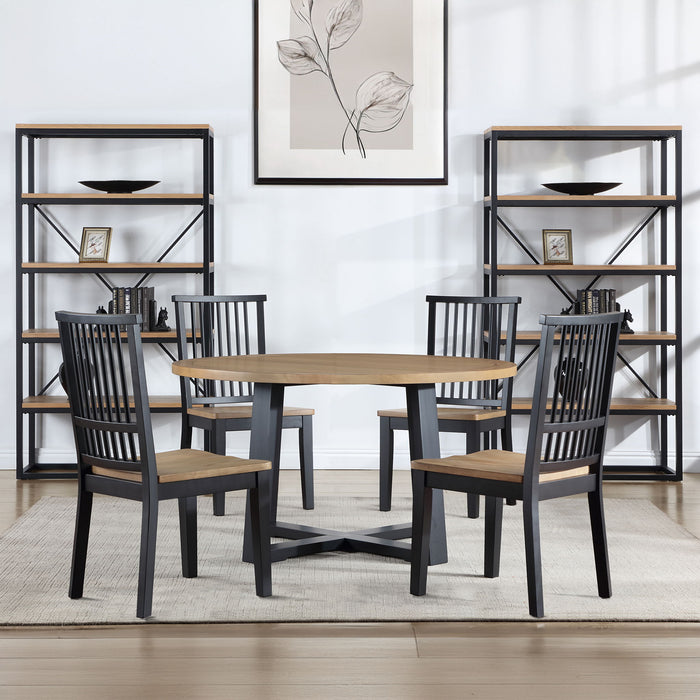 Magnolia - Round Dining Set With Two Tone Table – 5 Piece Dining Room Sets by Steve Silver Furniture at Furniture Wholesale Plus , Nashville furniture store