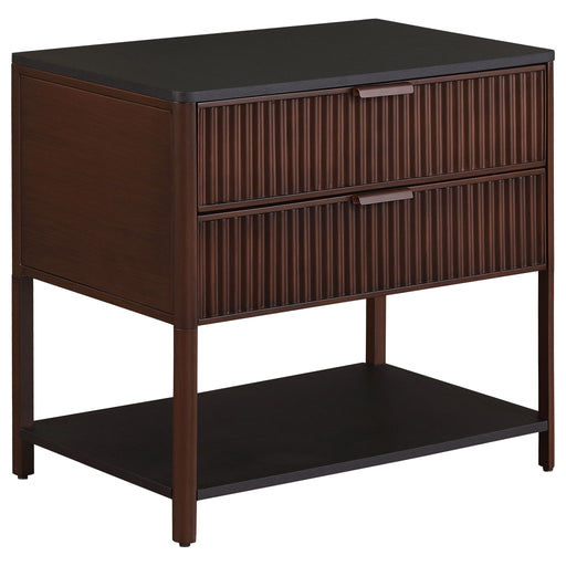 Zimmerlee - 2-Drawer Side Table with Shelf - Rust Brown – Side Tables by Coaster Fine Furniture at Furniture Wholesale Plus , Nashville furniture store