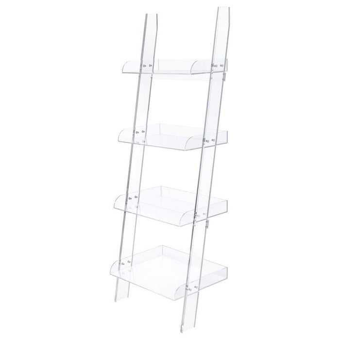 Amaturo - 4-Shelf Acrylic Ladder Bookshelf - Clear - Premium Ladder Bookcases from CoasterEssence - Just $539! Shop now at Furniture Wholesale Plus  We are the best furniture store in Nashville, Hendersonville, Goodlettsville, Madison, Antioch, Mount Juliet, Lebanon, Gallatin, Springfield, Murfreesboro, Franklin, Brentwood
