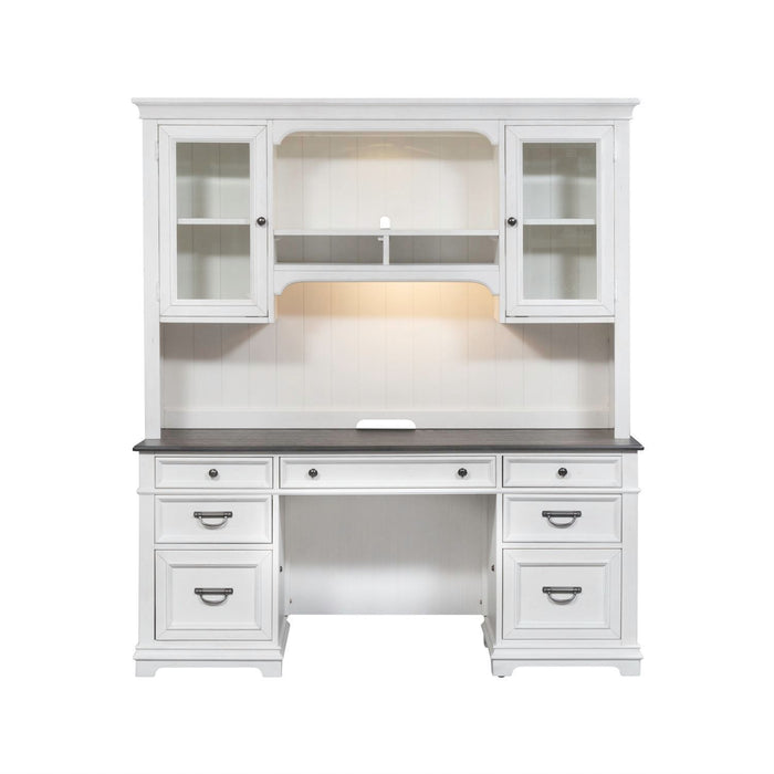 Allyson Park - Credenza & Hutch - Wirebrushed White / Charcoal – Credenzas & Hutches by Liberty Furniture at Furniture Wholesale Plus , Nashville furniture store