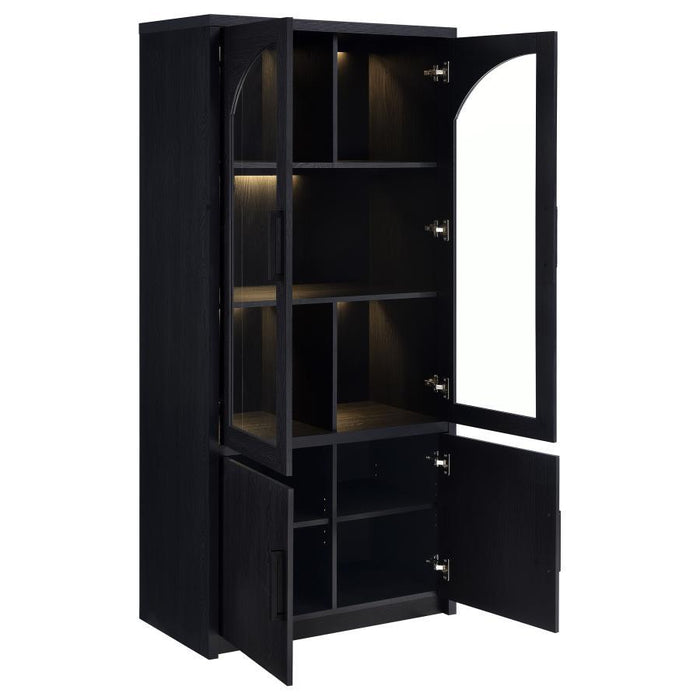 Riva - 4-Door Tall Accent Display Cabinet LED Lighting - Black – Display Cabinets by Coaster Fine Furniture at Furniture Wholesale Plus , Nashville furniture store