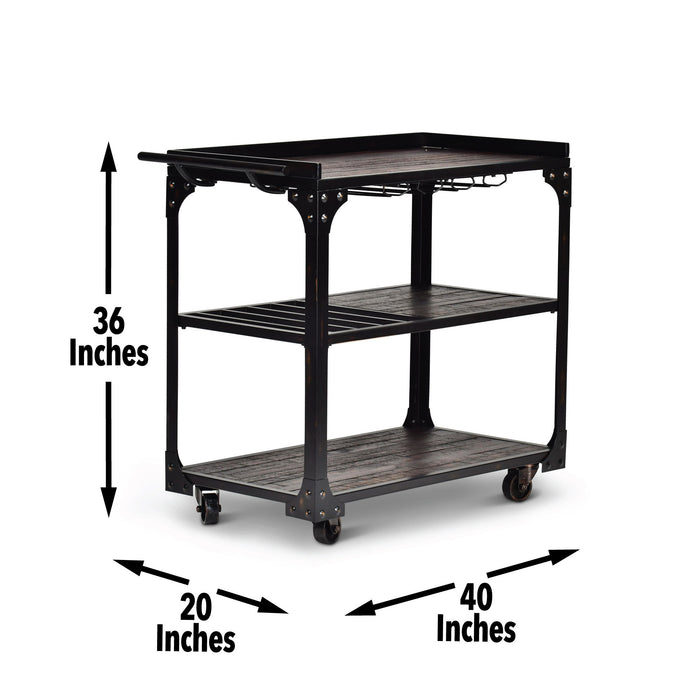 Sherlock - Cart With Casters - Black – Bar Carts by Steve Silver Furniture at Furniture Wholesale Plus , Nashville furniture store