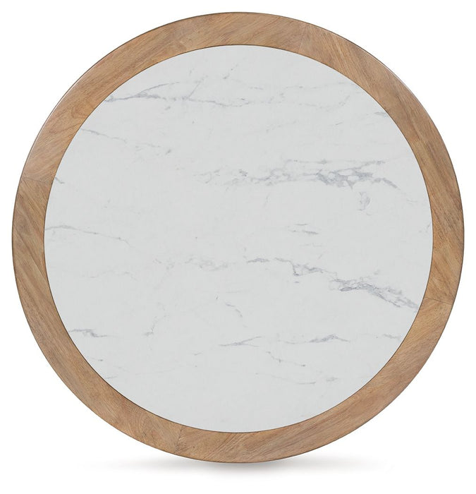 Camdill - Round Cocktail Table - Light Brown / White – Coffee Tables by Signature Design by Ashley® at Furniture Wholesale Plus , Nashville furniture store