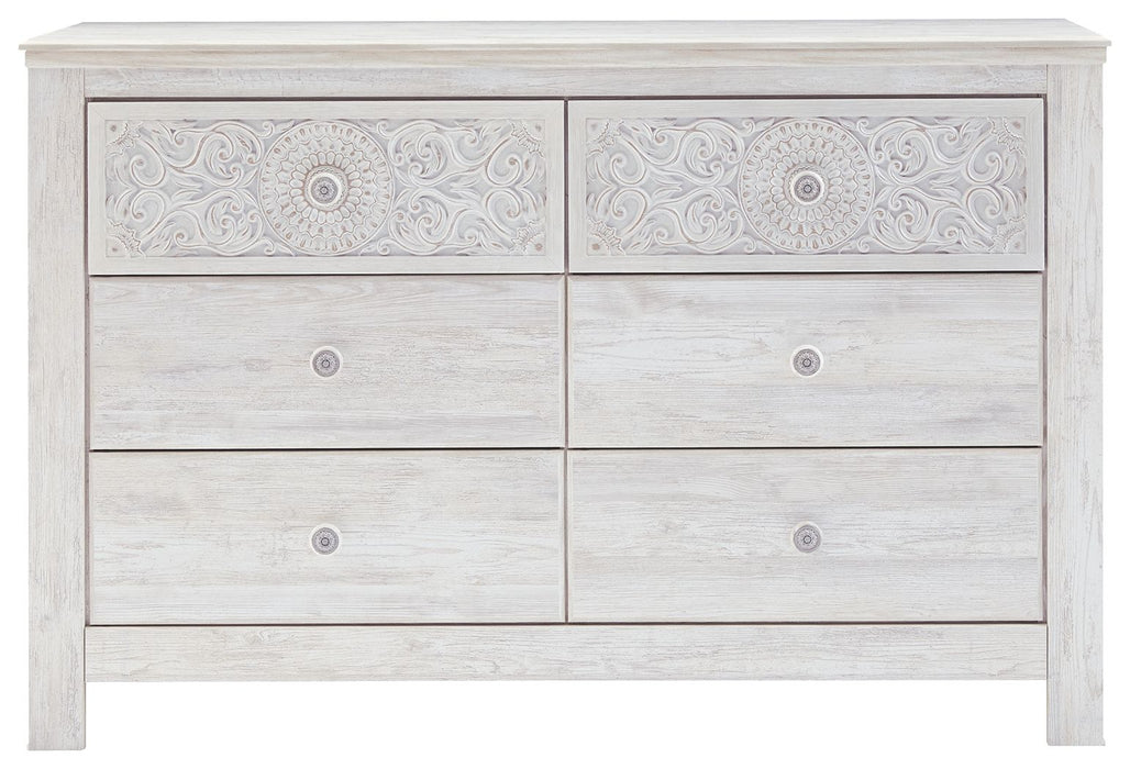 Paxberry - Six Drawer Dresser - Medallion Drawer Pulls - Whitewash – Dressers by Signature Design by Ashley® at Furniture Wholesale Plus , Nashville furniture store