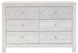 Paxberry - Six Drawer Dresser - Medallion Drawer Pulls - Whitewash – Dressers by Signature Design by Ashley® at Furniture Wholesale Plus , Nashville furniture store