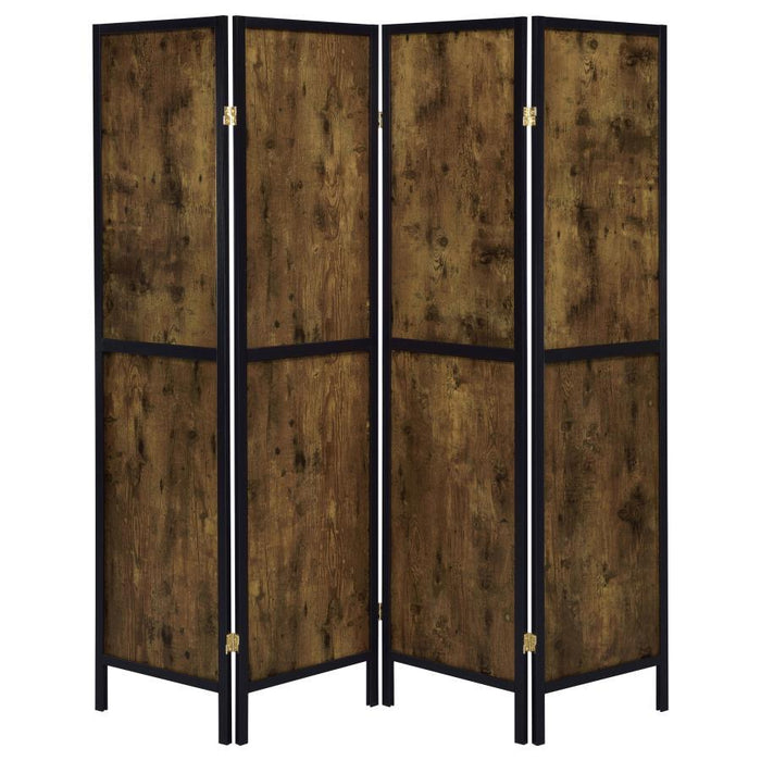 Deepika - 4-Panel Room Divider Folding Screen - Rustic Nutmeg – Room Dividers by CoasterEveryday at Furniture Wholesale Plus , Nashville furniture store