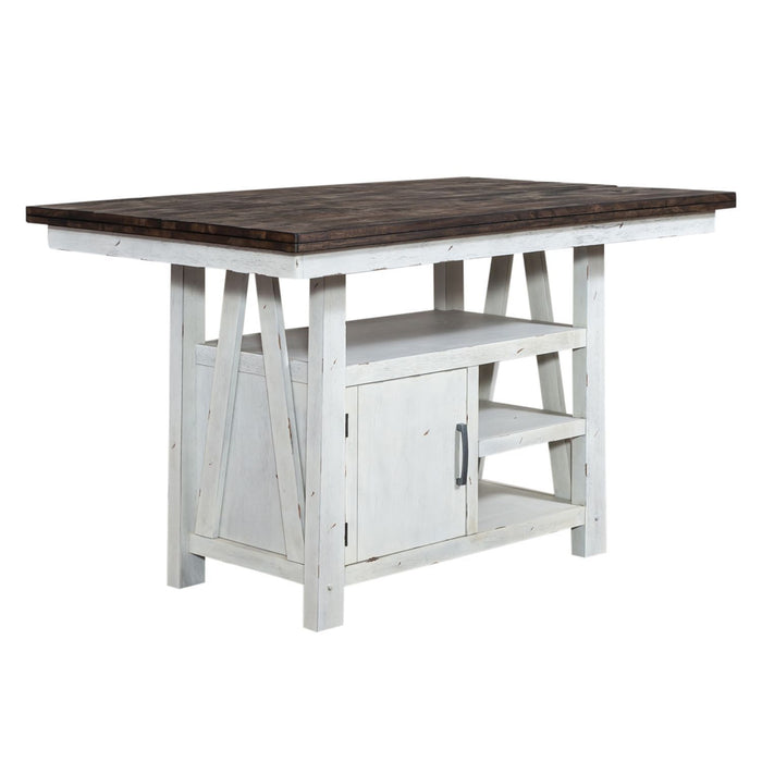 Farmhouse - 5 Piece Gathering Table Set - Two Tone White / Wood Tone – 5 Piece Dining Room Sets by Liberty Furniture at Furniture Wholesale Plus , Nashville furniture store