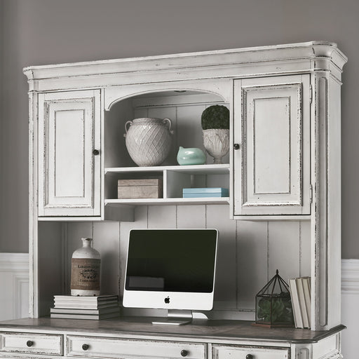 Magnolia Manor - Jr Executive Credenza Hutch - Antique White – Hutches by Liberty Furniture at Furniture Wholesale Plus , Nashville furniture store