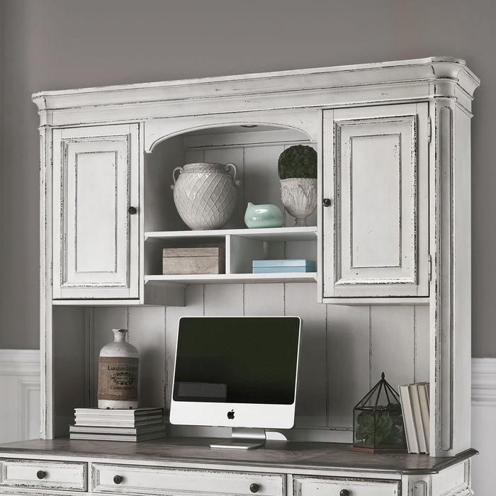 Magnolia Manor - Jr Executive Credenza Hutch - Antique White – Hutches by Liberty Furniture at Furniture Wholesale Plus , Nashville furniture store