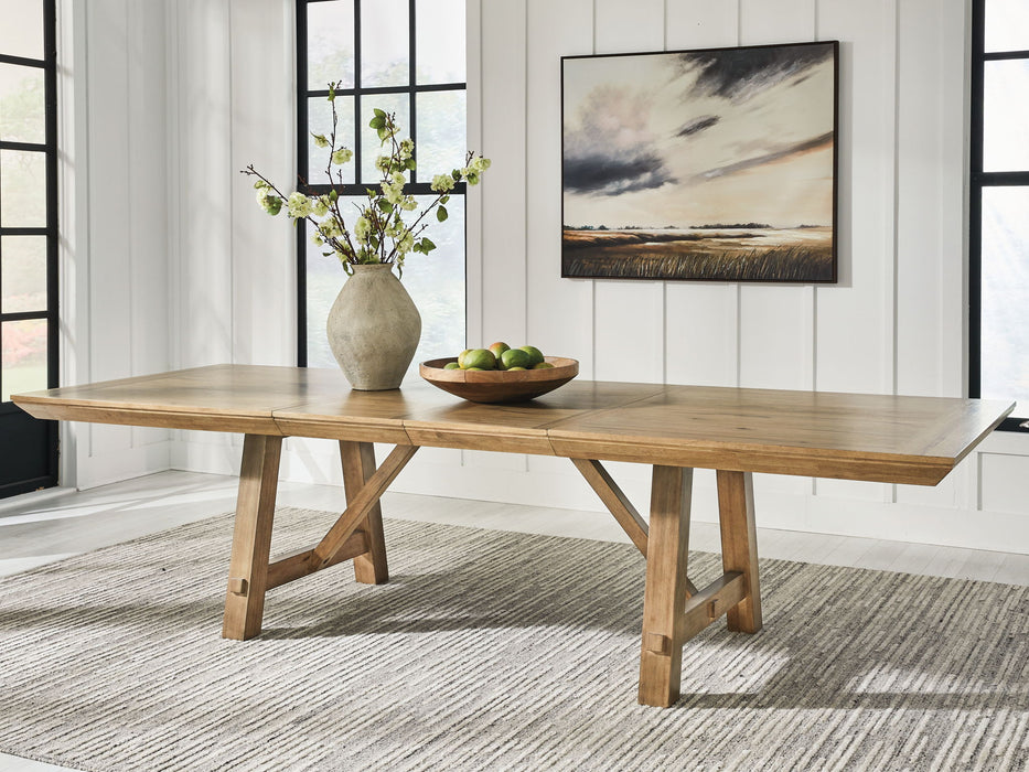 Ridgester - Rectangular Dining Room Extension Table - Light Brown – Dining Tables with Extensions by Benchcraft® at Furniture Wholesale Plus , Nashville furniture store