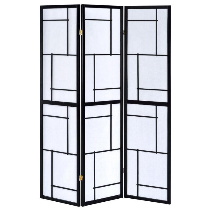 Damis - 3-Panel Room Divider Folding Shoji Screen - Black – Room Dividers by CoasterEveryday at Furniture Wholesale Plus , Nashville furniture store