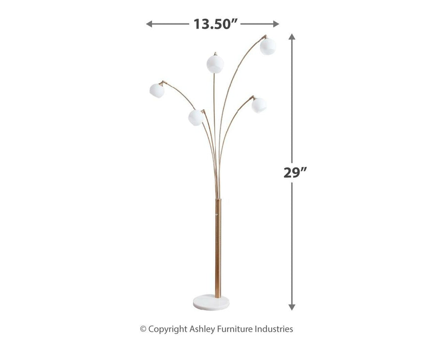Taliya - Metal Arc Lamp  - Champagne / White – Floor Lamps by Signature Design by Ashley® at Furniture Wholesale Plus , Nashville furniture store