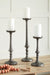Eravell - Candle Holder Set (Set of 3) - Pewter Finish – Candles & Holders by Signature Design by Ashley® at Furniture Wholesale Plus , Nashville furniture store