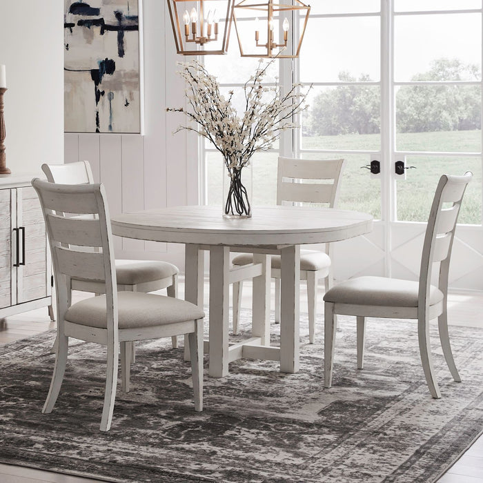 Backroads - 5 Piece Pedestal Table Set - Weathered White & Parchment – 5 Piece Dining Room Sets by Liberty Furniture at Furniture Wholesale Plus , Nashville furniture store