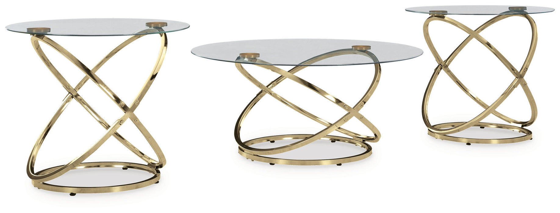 Crimonti - Occasional Table Set (Set of 3) - Champagne – Table Sets by Signature Design by Ashley® at Furniture Wholesale Plus , Nashville furniture store