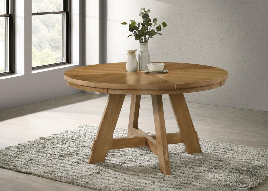 Danvers - Round Wood Dining Table - Brown Oak – Dining Tables by Coaster Fine Furniture at Furniture Wholesale Plus , Nashville furniture store