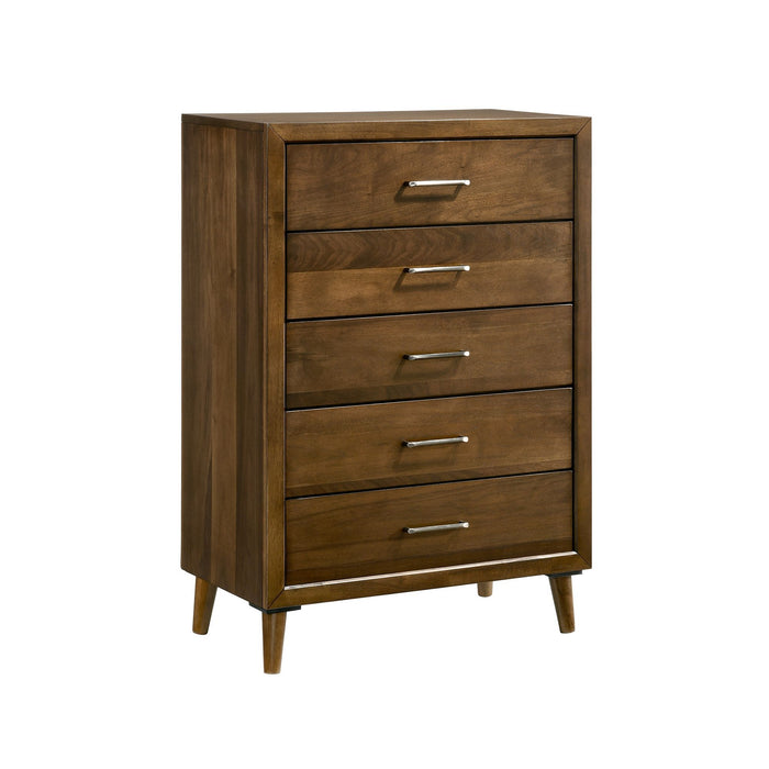 Malibu - 5-Drawer Chest - Walnut – Accent Chests by Elements International at Furniture Wholesale Plus , Nashville furniture store