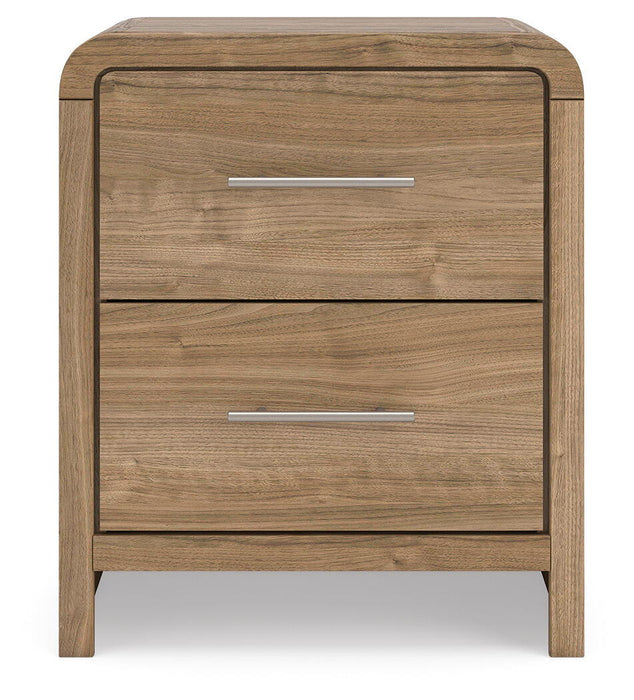 Gramburg - Two Drawer Night Stand - Warm Natural Brown – Nightstands w/ Charging Stations by Signature Design by Ashley® at Furniture Wholesale Plus , Nashville furniture store