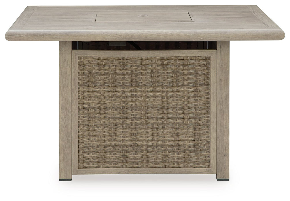 Cliff Trails - Beige - Square Fire Pit Table - Premium Fire Pits from Signature Design by Ashley® - Just $1138! Shop now at Furniture Wholesale Plus  We are the best furniture store in Nashville, Hendersonville, Goodlettsville, Madison, Antioch, Mount Juliet, Lebanon, Gallatin, Springfield, Murfreesboro, Franklin, Brentwood