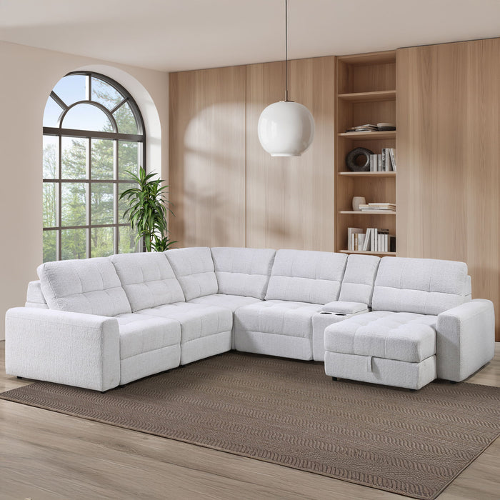 Snyder - 6 Piece Sectional - White – Stationary Sectionals by Steve Silver Furniture at Furniture Wholesale Plus , Nashville furniture store