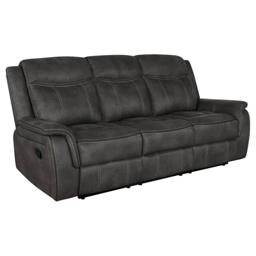 Lawrence - Upholstered Padded Arm Reclining Sofa - Charcoal – Reclining Sofas by CoasterEveryday at Furniture Wholesale Plus , Nashville furniture store