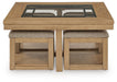 Wittenmyer - Cocktail Table With 4 Stools (Set of 5) - Natural / Black – 5 Piece Living Room Sets by Signature Design by Ashley® at Furniture Wholesale Plus , Nashville furniture store