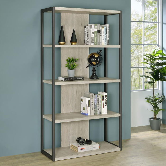 Loomis - 72" 4-Shelf Bookshelf - Whitewashed Gray - Premium Standard Bookcases from CoasterEssence - Just $329! Shop now at Furniture Wholesale Plus  We are the best furniture store in Nashville, Hendersonville, Goodlettsville, Madison, Antioch, Mount Juliet, Lebanon, Gallatin, Springfield, Murfreesboro, Franklin, Brentwood