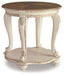 Realyn - Round End Table - White / Brown – End Tables by Signature Design by Ashley® at Furniture Wholesale Plus , Nashville furniture store