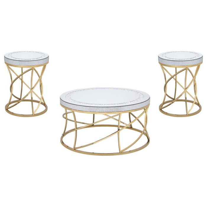 Elise - Round Mirror Top Coffee Table Set – Table Sets by Coaster Fine Furniture at Furniture Wholesale Plus , Nashville furniture store
