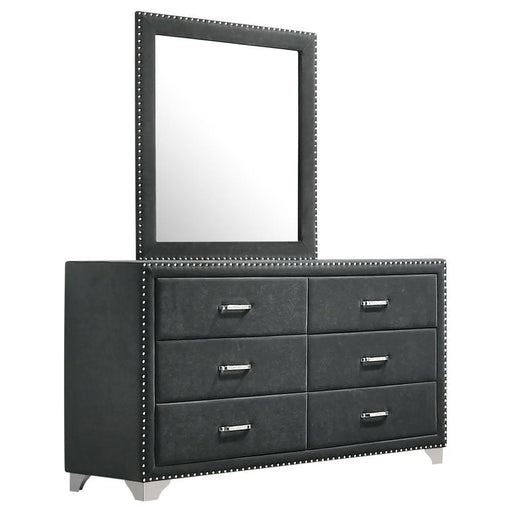 Melody - 6-Drawer Upholstered Dresser With Mirror - Premium Dresser & Mirror from CoasterEveryday - Just $619! Shop now at Furniture Wholesale Plus  We are the best furniture store in Nashville, Hendersonville, Goodlettsville, Madison, Antioch, Mount Juliet, Lebanon, Gallatin, Springfield, Murfreesboro, Franklin, Brentwood