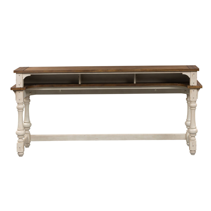 Morgan Creek - 4 Piece Console Set (1 Console 3 Stools) - Antique White / Wirebrushed Tobacco Accents – 4 Piece Dining Room Sets by Liberty Furniture at Furniture Wholesale Plus , Nashville furniture store