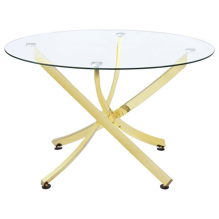 Beckham - Round Glass Top Dining Table – Dining Tables by CoasterEveryday at Furniture Wholesale Plus , Nashville furniture store