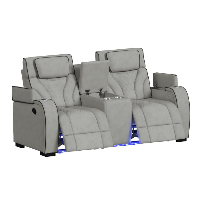 Blitz - Motion Loveseat With Console, And LED – Reclining Loveseats by Elements International at Furniture Wholesale Plus , Nashville furniture store