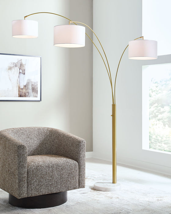 Valo - Metal Arc Lamp - Gold Finish – Floor Lamps by Signature Design by Ashley® at Furniture Wholesale Plus , Nashville furniture store