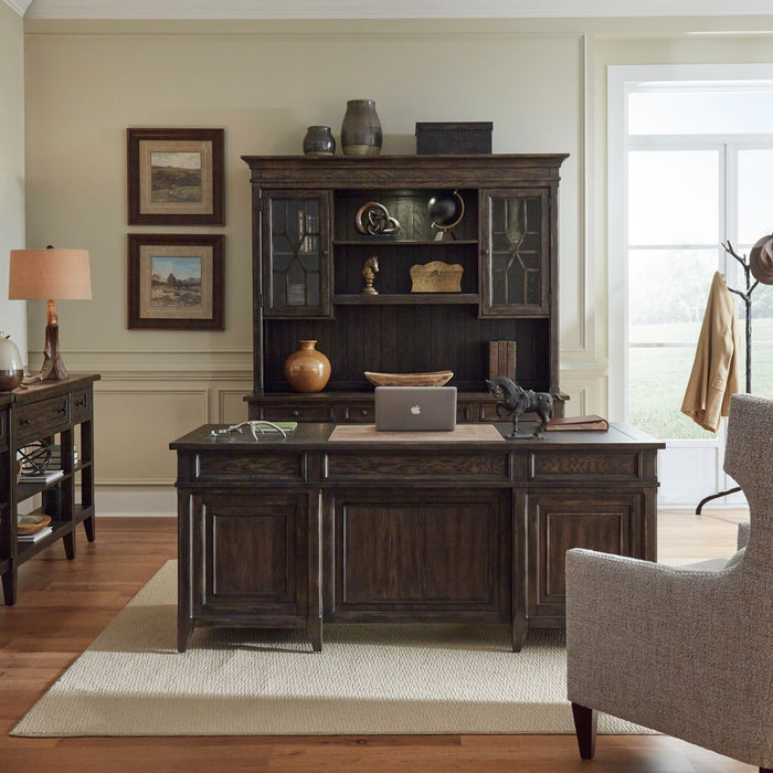 Paradise Valley - 5 Piece Executive Set - Saddle Brown – 5 Piece Home Office Sets by Liberty Furniture at Furniture Wholesale Plus , Nashville furniture store