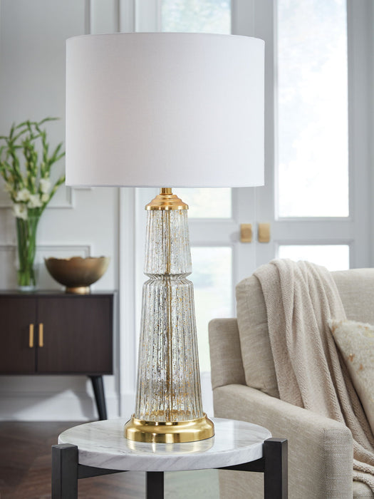 Bakersboro - Glass Table Lamp - Clear / Gold Finish – Table Lamps by Signature Design by Ashley® at Furniture Wholesale Plus , Nashville furniture store