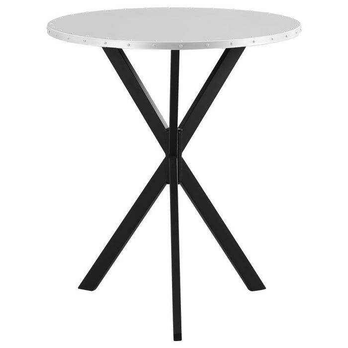 Kenzo - Round Galvanized Steel Bistro Bar Table - Silver – Bar Tables by CoasterEssence at Furniture Wholesale Plus , Nashville furniture store