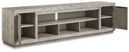 Naydell - XL TV Stand w/Fireplace Option - Gray – TV Stands by Signature Design by Ashley® at Furniture Wholesale Plus , Nashville furniture store