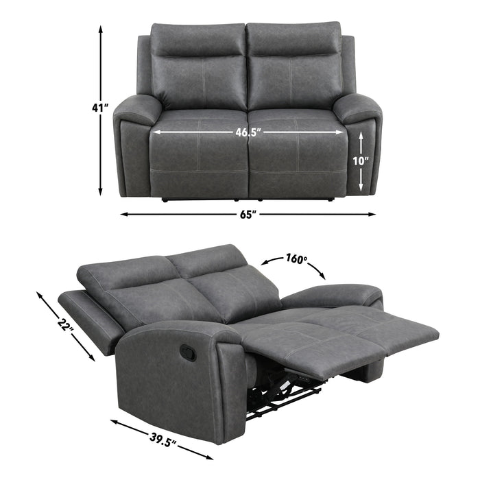 Gaston - Manual Reclining Loveseat - Gray – Reclining Loveseats by Steve Silver Furniture at Furniture Wholesale Plus , Nashville furniture store