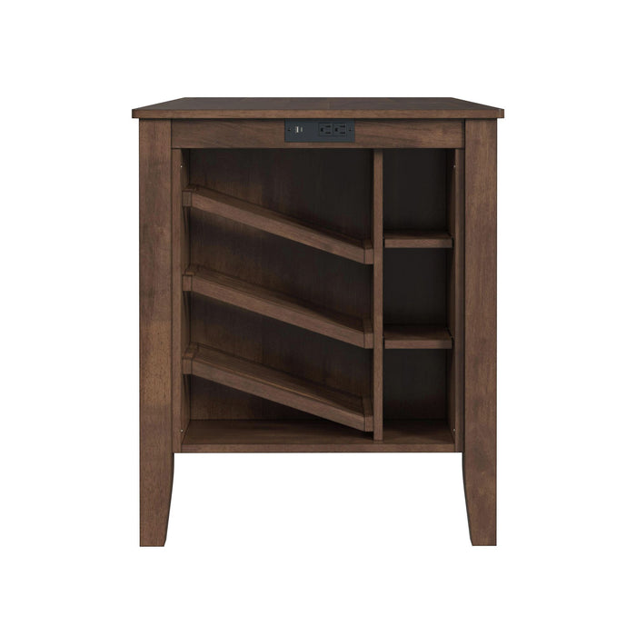 Santa Barbara - Kitchen Island & 2 Counter Stools With Fabric - Walnut / Dark Gray – 3 Piece Dining Room Sets by Elements International at Furniture Wholesale Plus , Nashville furniture store