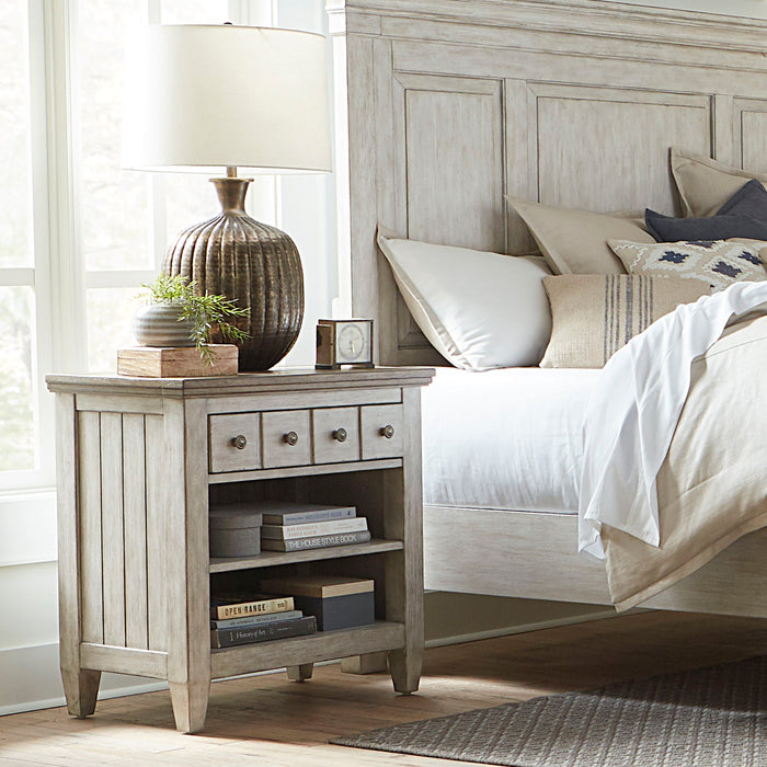 Heartland - 1 Drawer Nightstand With Charging Station - Antique White / Tobacco Tops – Nightstands w/ Charging Stations by Liberty Furniture at Furniture Wholesale Plus , Nashville furniture store