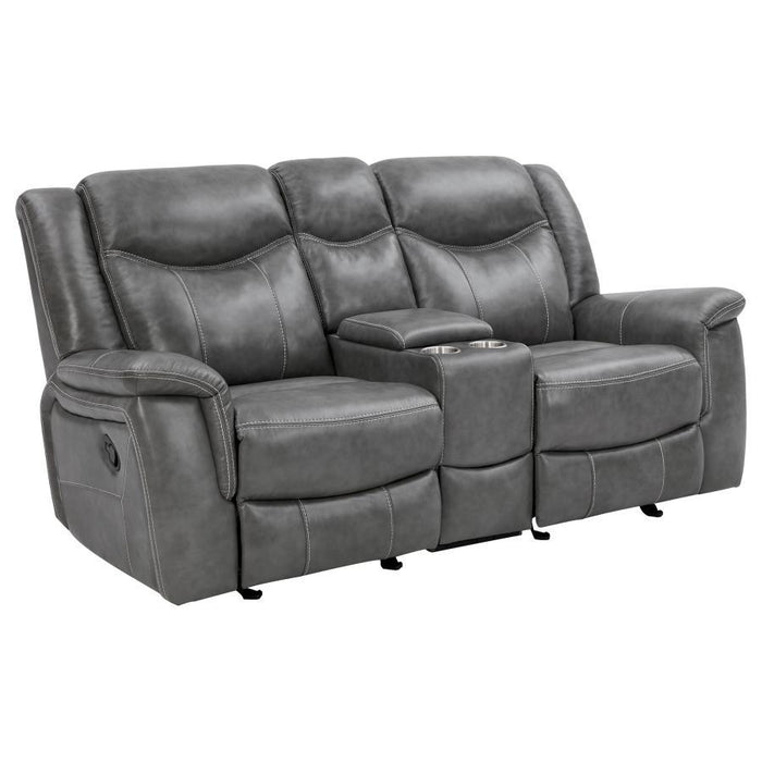 Conrad - Upholstered Padded Arm Glider Loveseat - Gray – Reclining Loveseats by CoasterEveryday at Furniture Wholesale Plus , Nashville furniture store