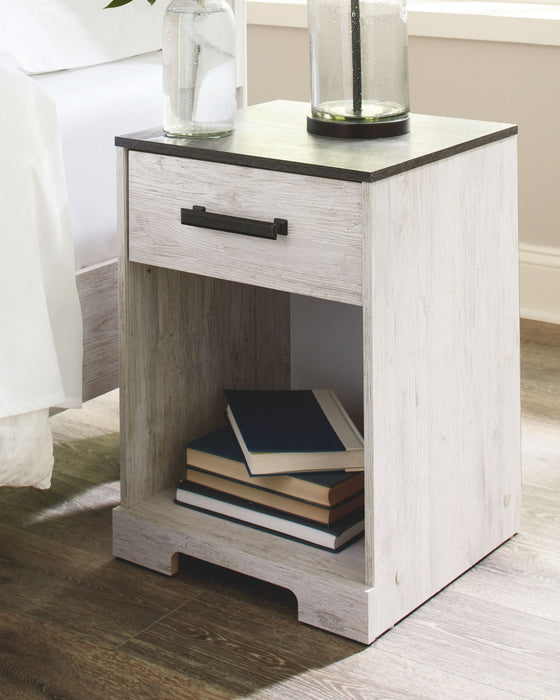 Shawburn - One Drawer Night Stand - Whitewash / Charcoal Gray – Accent Nightstands by Signature Design by Ashley® at Furniture Wholesale Plus , Nashville furniture store