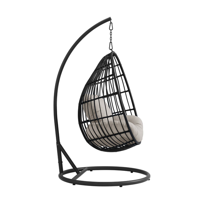 Playa - Swing Egg Chair With Base And Pillar - Dark Gray / Beige – Patio Swings by Elements International at Furniture Wholesale Plus , Nashville furniture store